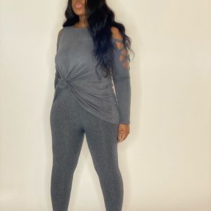 Gray tummy control leggings